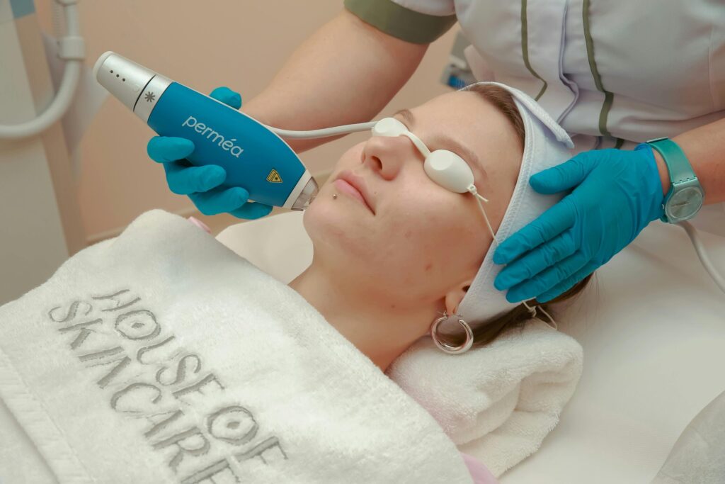 SonderBeaut woman laying down getting treated with clear and brilliant permea laser